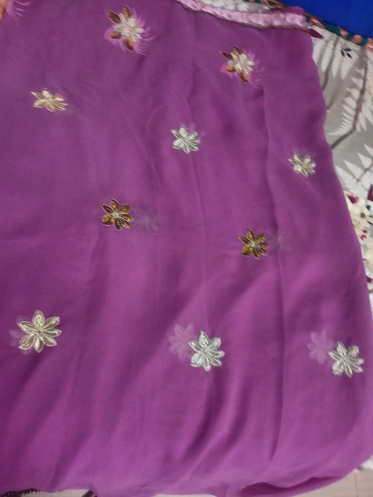 Beautiful Purple Embroidered Saree