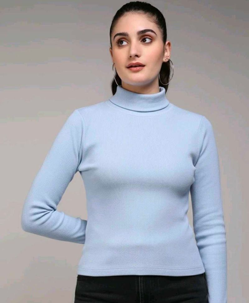 Light Blue Turtleneck Top
