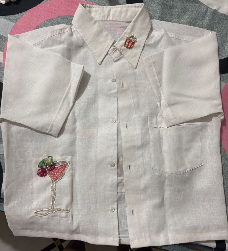 Unique White Shirt with Embellishments