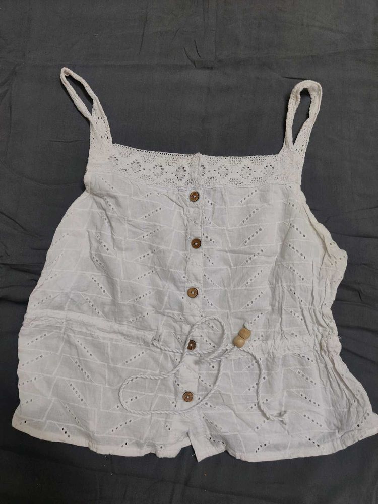 Holi Boho White Eyelet Tank Top