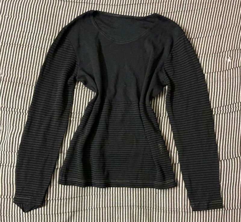 Black Striped Long Sleeve Top