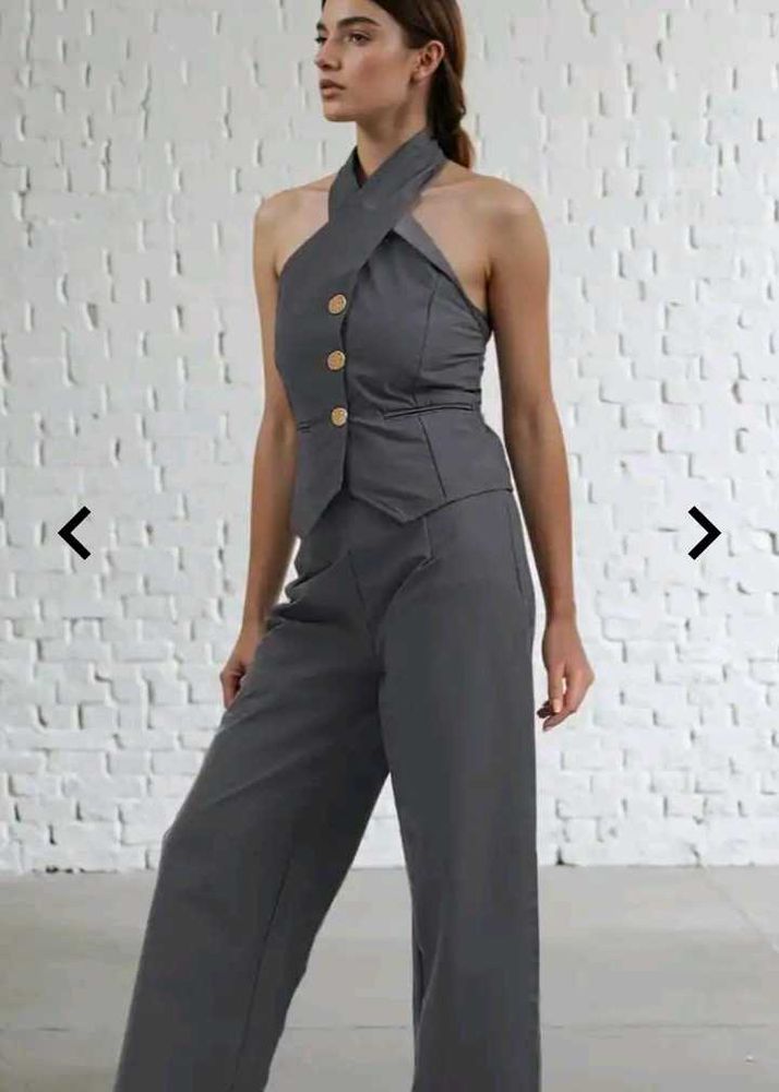 Chic Grey Halter Neck co_ord set
