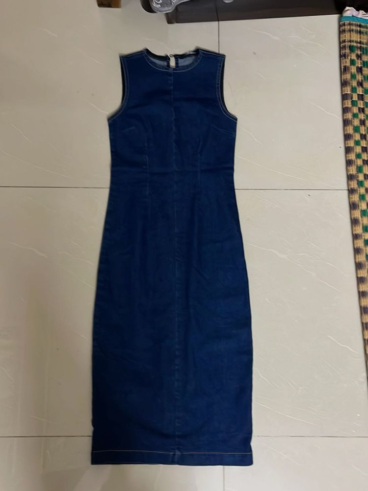 Classic Blue Denim Sheath Dress