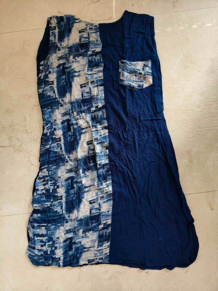 Women Navy Blue Short Kurti