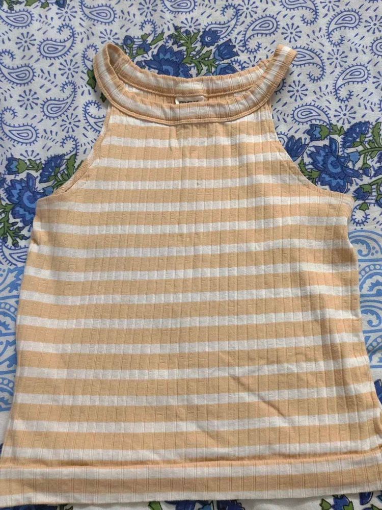 Striped Halter Neck Tank Top XS