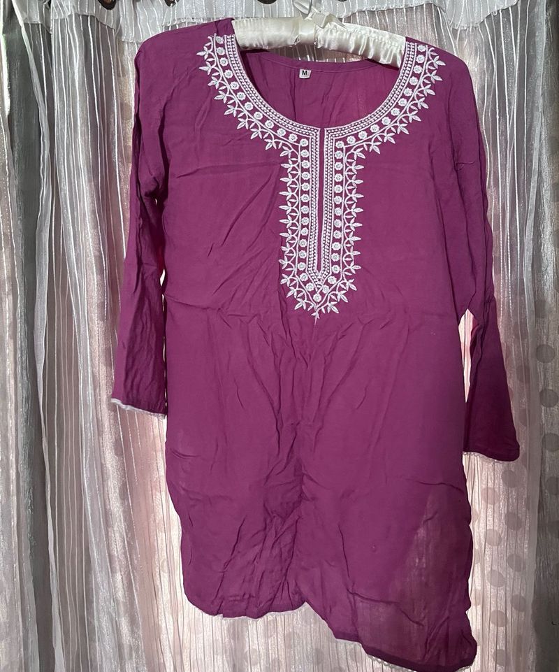 Purple Embroidered Kurta
