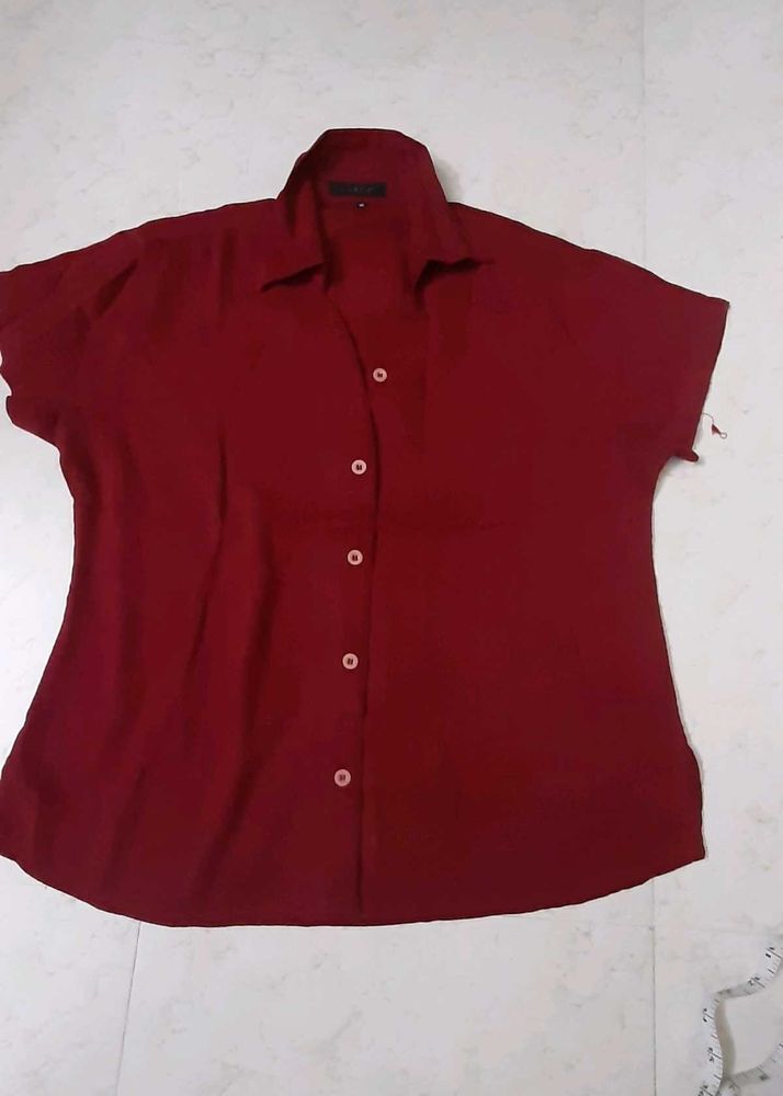 Formal top Maroon With Side Slit and pastel shirt