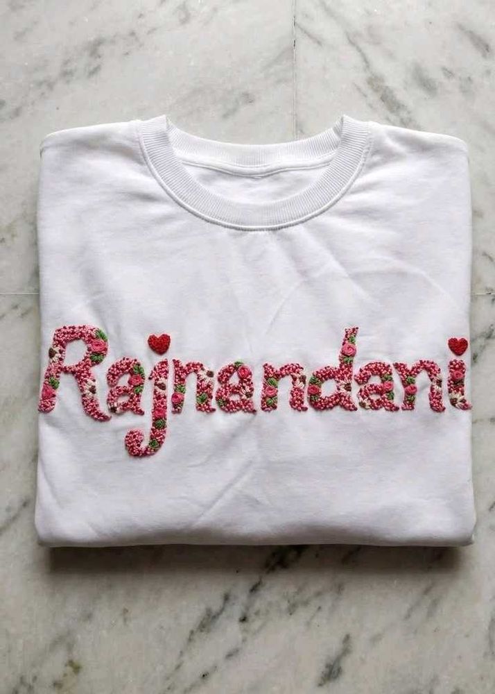 White "Name" Embroidered Sweatshirt