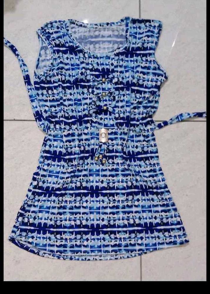 Blue &amp; White Printed Dress