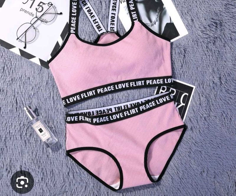 Ribbed Pink Bralette &amp; Panty Set