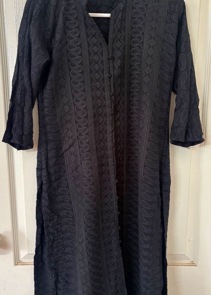 Elegant Black Chikankari Kurta