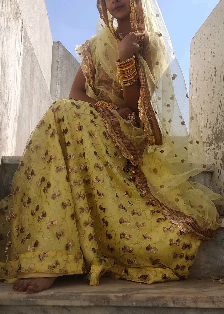 Yellow Lehenga With Stitched Blouse And Dupta