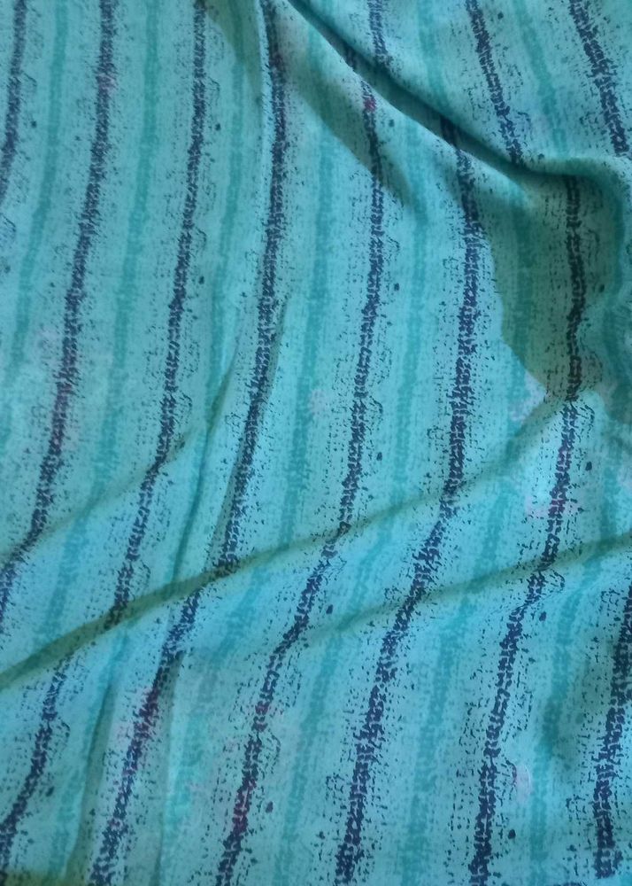 Beautiful Teal Saree with Striped Pattern