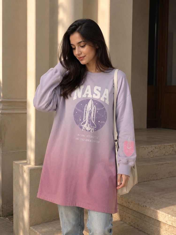 NASA Oversized Graphic Tunic Sweatshirt