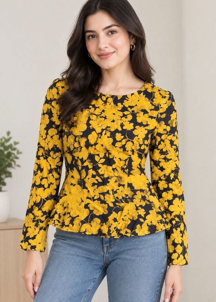 H&amp;M Floral Print Peplum Top
