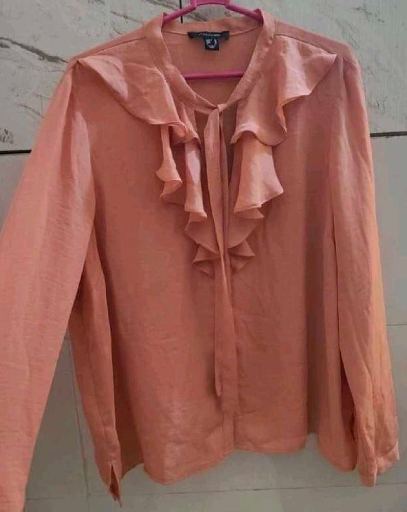 Atmosphere Peach nude ruffle shirt