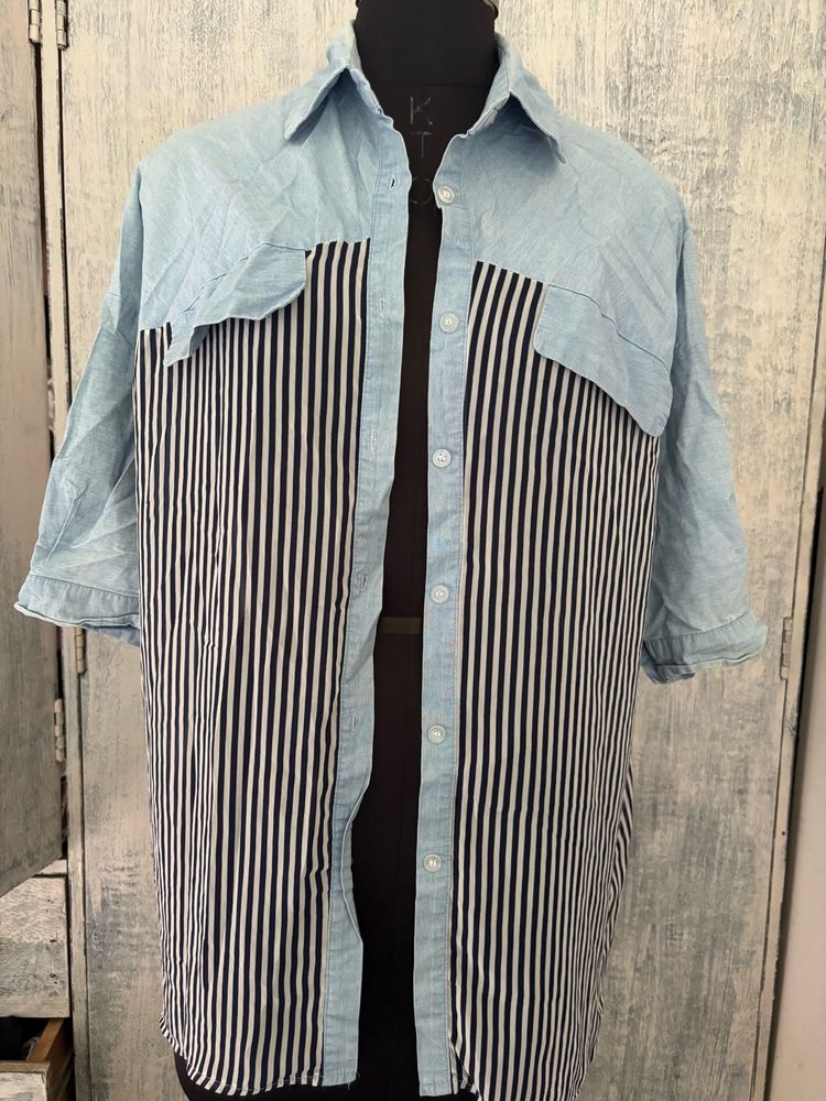 Striped Colorblock Short Sleeve Shirt