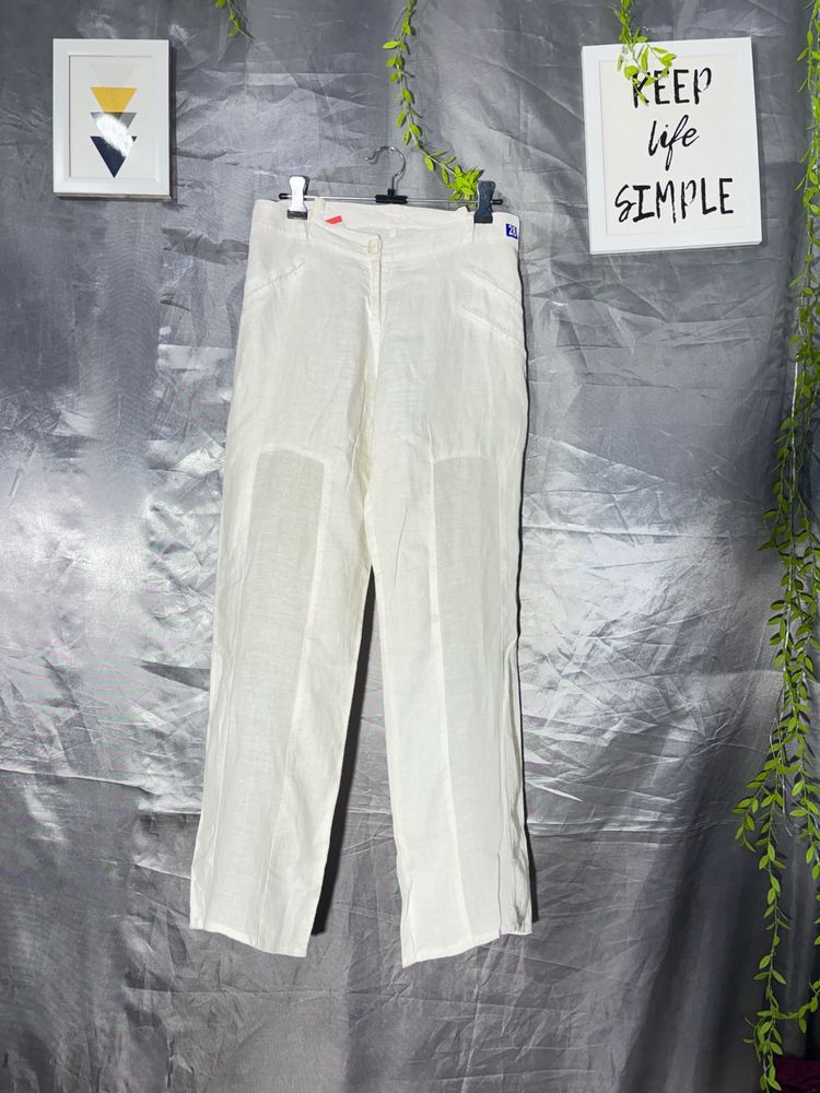 Classic White Linen Pants
