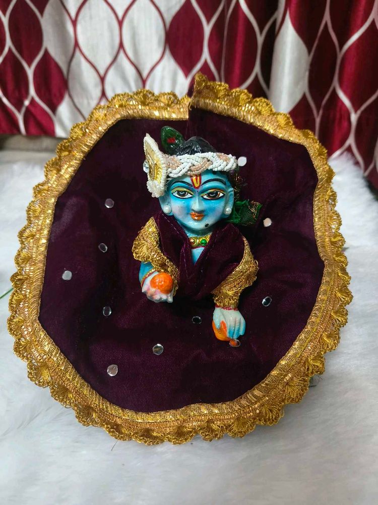 Laduu Gopal  Beautiful Meroon Velvet Dress