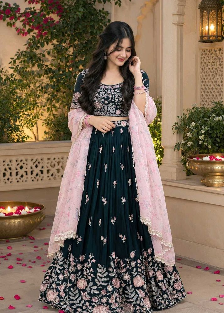 Elegant Teal Lehenga Choli Set