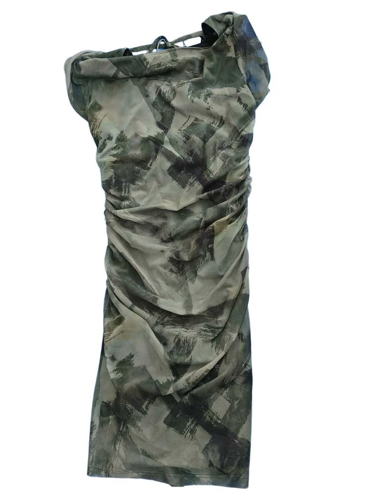 Unique Camouflage Print Ruched Dress