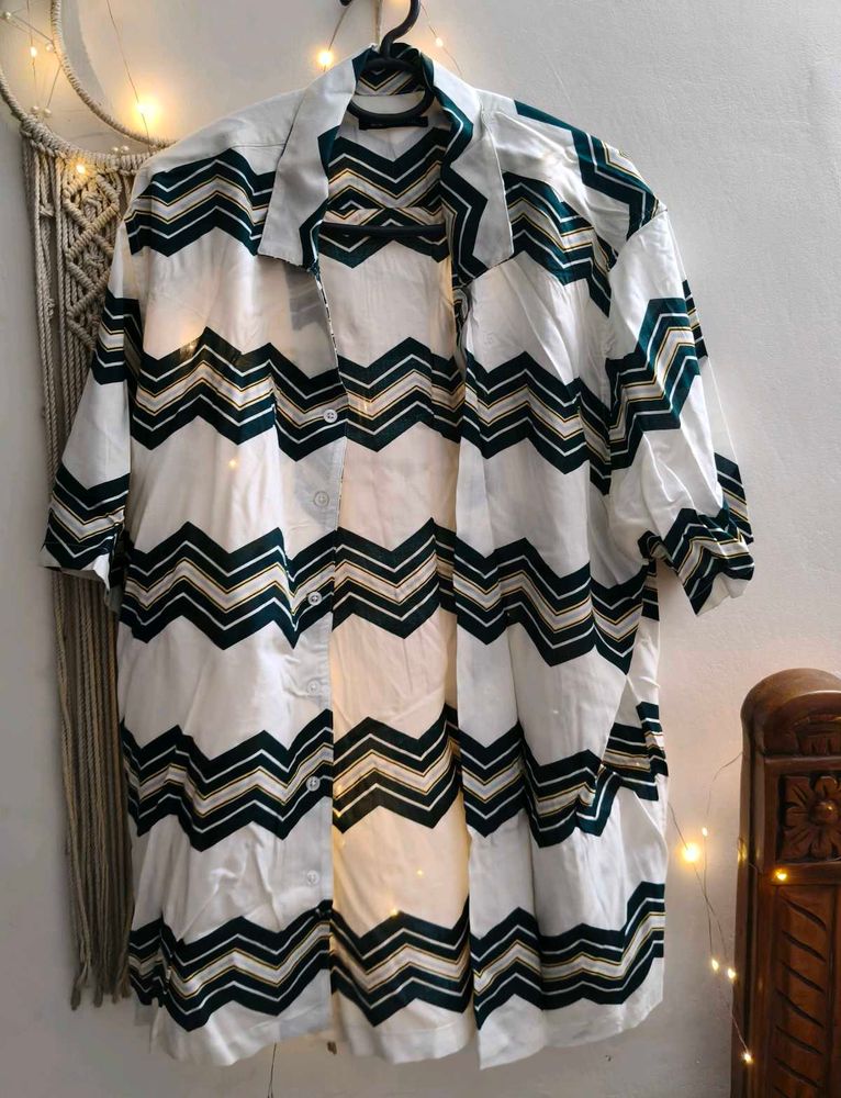 Zudio XXL Men's Chevron Print Short Sleeve Shirt