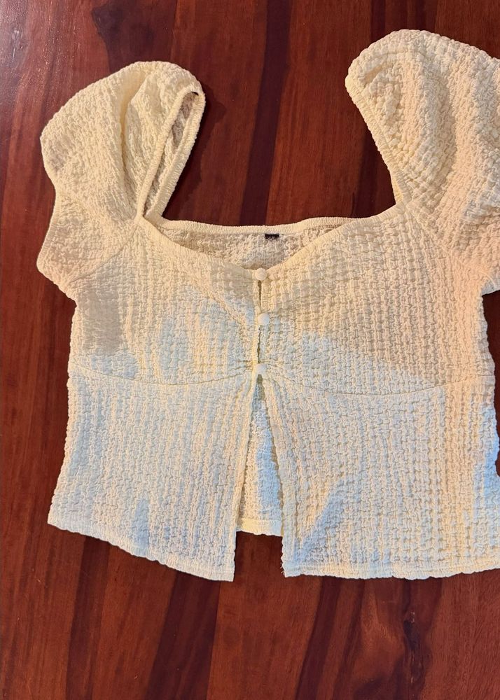 cottagecore pale yellow h&amp;m top