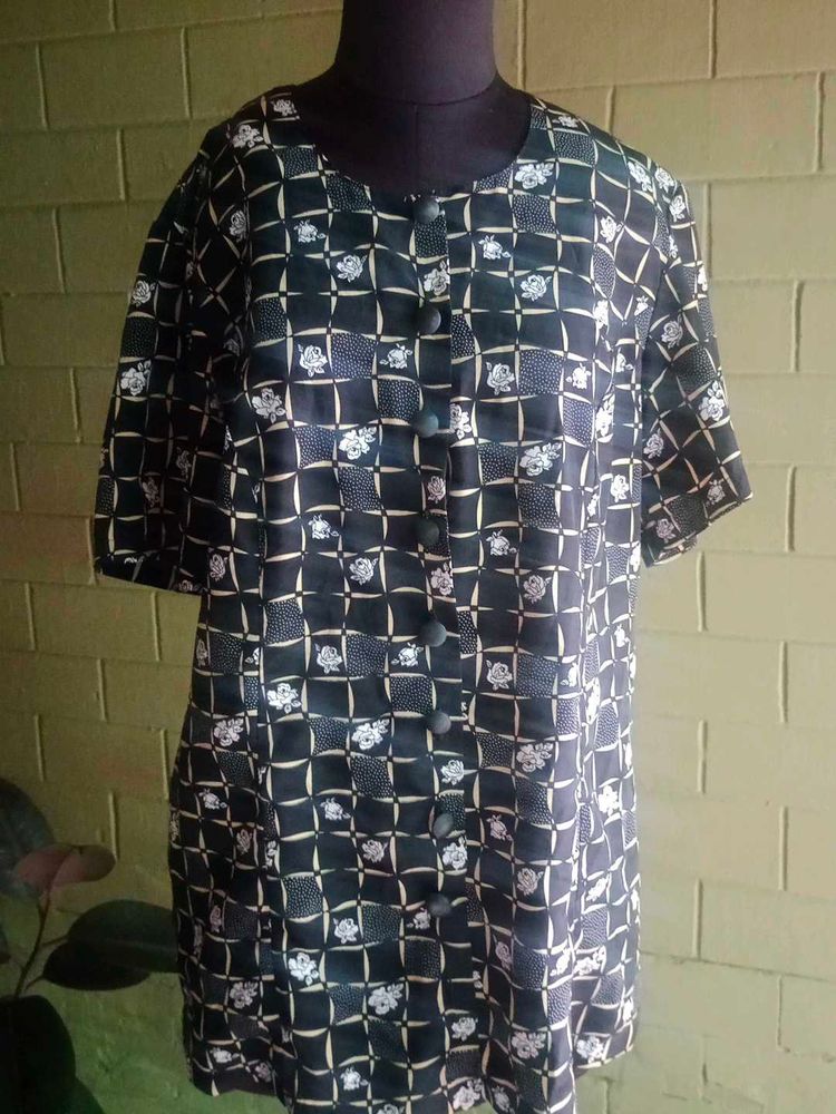 Vintage Floral Grid Blouse