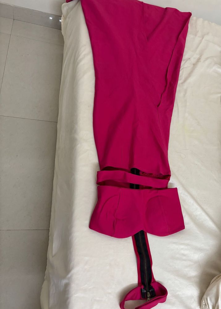 Hot Pink slit gown with Cutouts