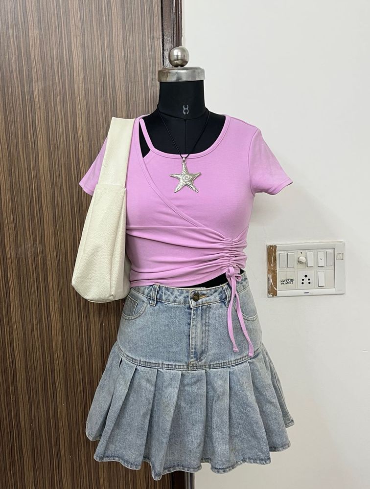 Cute Pink Ruched Crop Top
