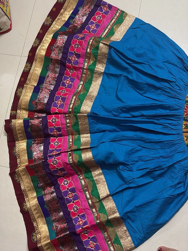 Blue Embroidered Skirt