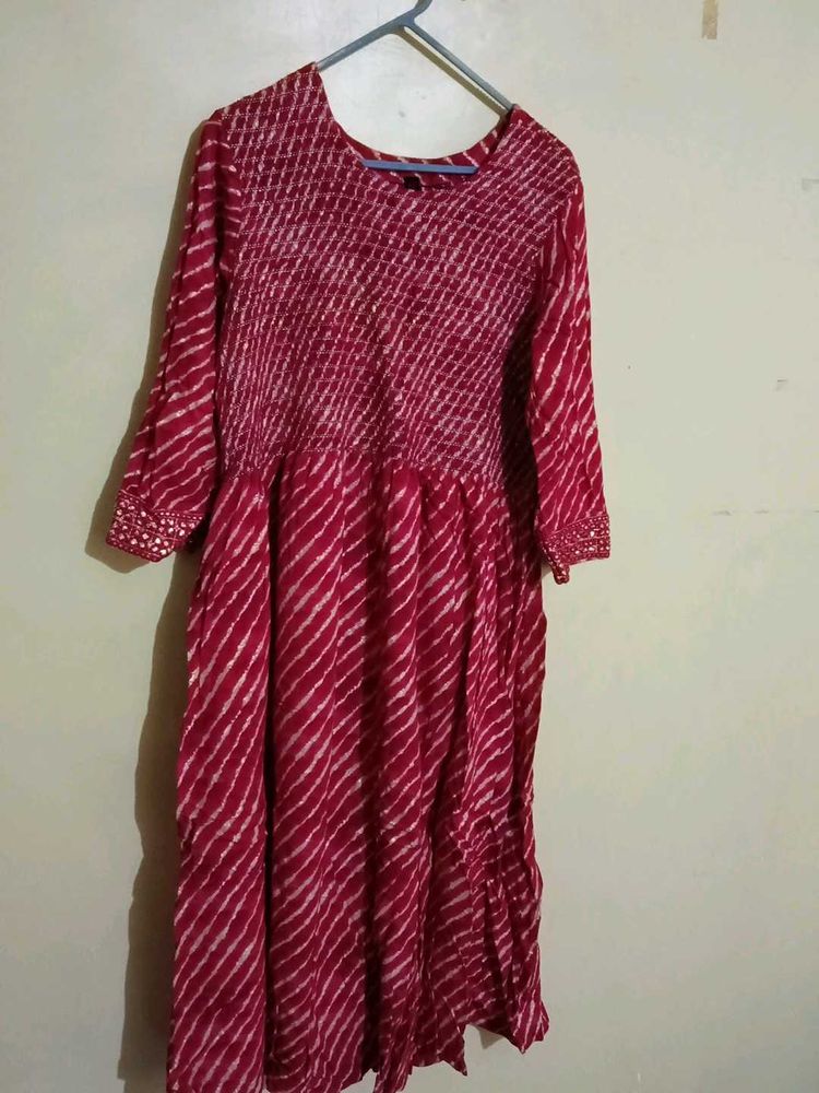 Stylish Red Bandhani Kurta