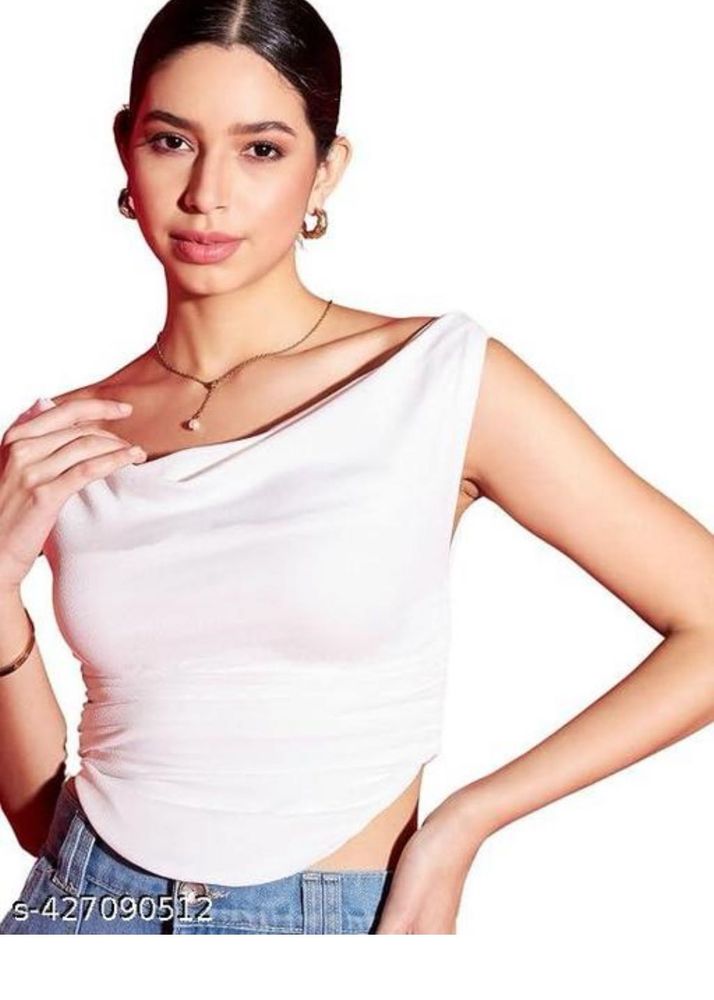 Chic White One-Shoulder Ruched Top