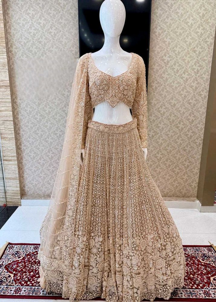 GOLD BEADS AND SEQUINS WORK CROP TOP DESIGNER BRID