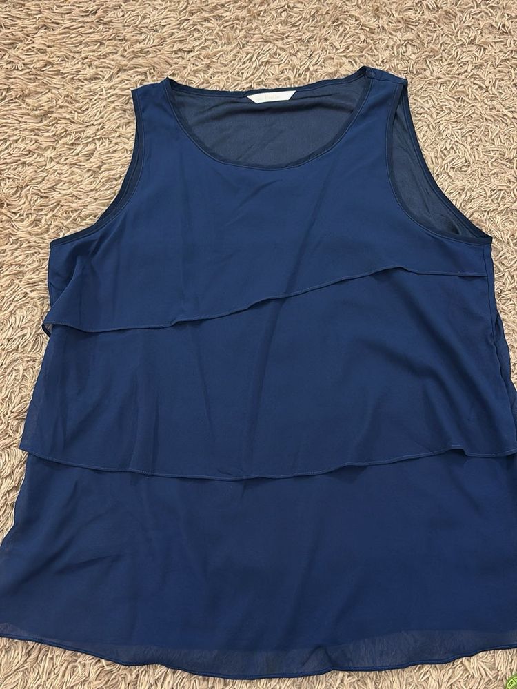 Navy Blue Layered Sleeveless Top
