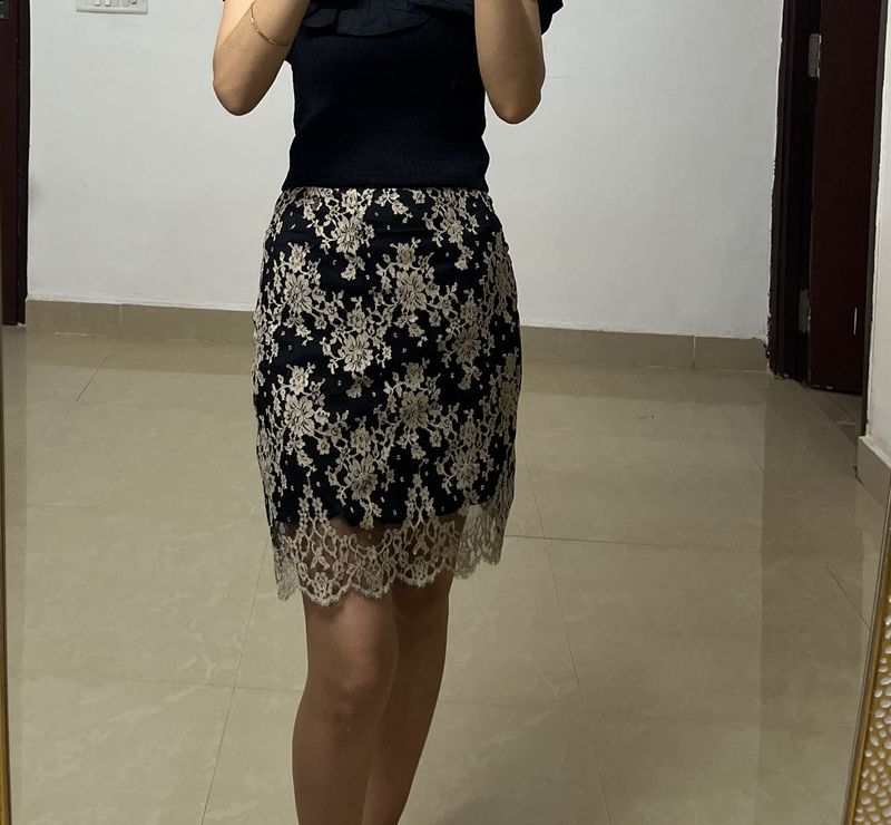 Black Lace Mini Skirt