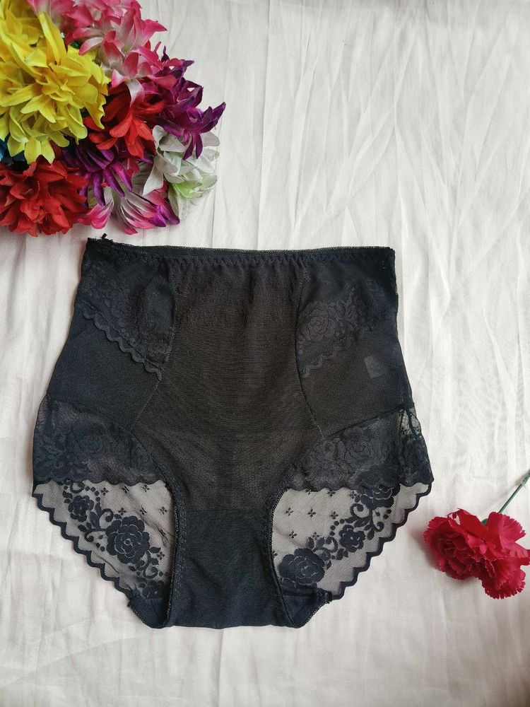 High-Waisted Lace Trim Briefs