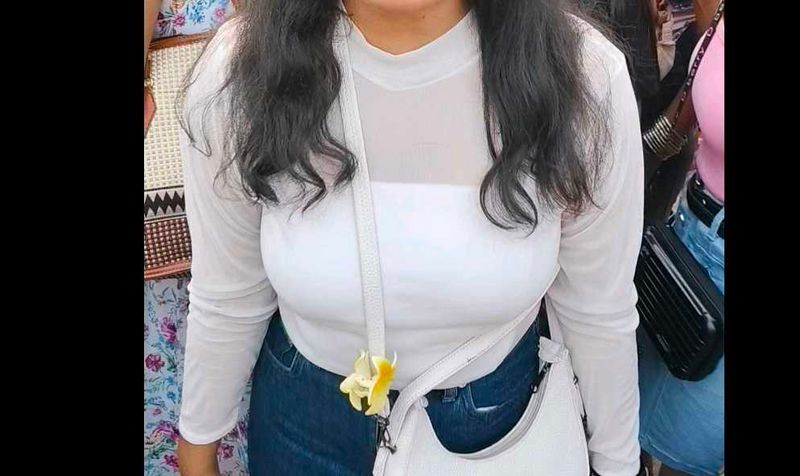 Sheer Neck White mesh Top