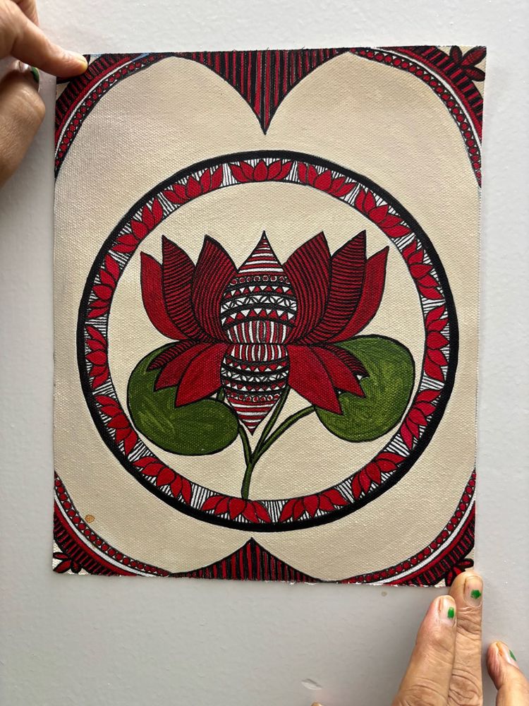 Handmade Lotus Painting Canvas