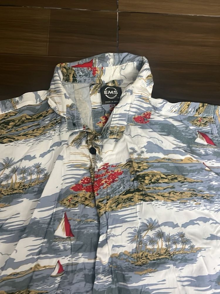 Men's Tropical Print Short Sleeve Shirt
