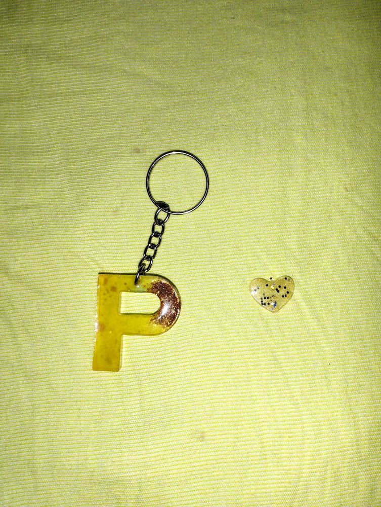 Resin Letter P Keychain