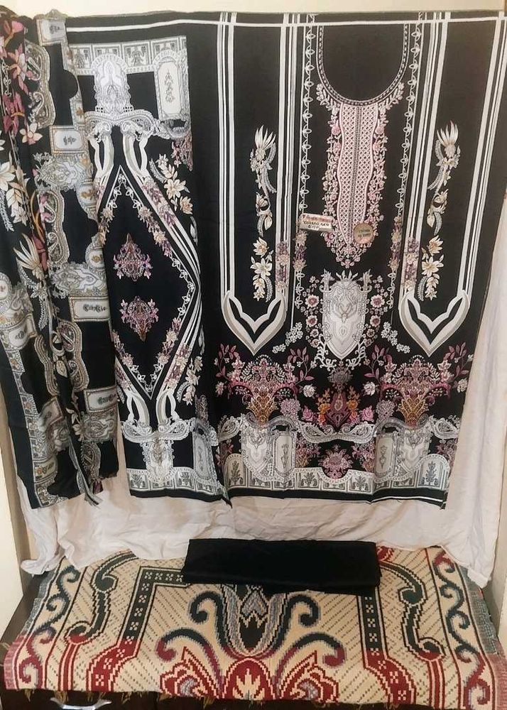 Elegant Black Printed Pakistani Kurta Set