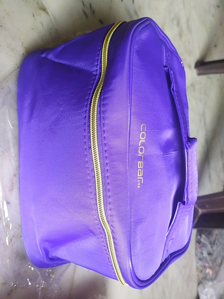 Colorbar Purple Vanity Bag  With Pompom