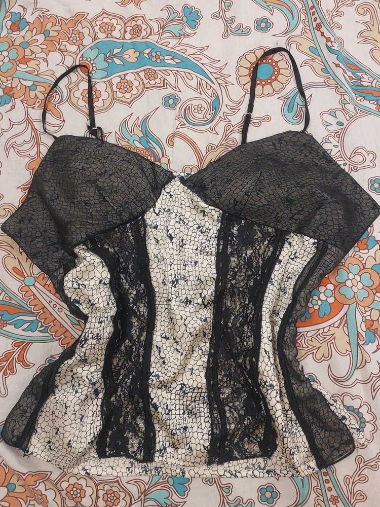 Sheer Lace Trim Top
