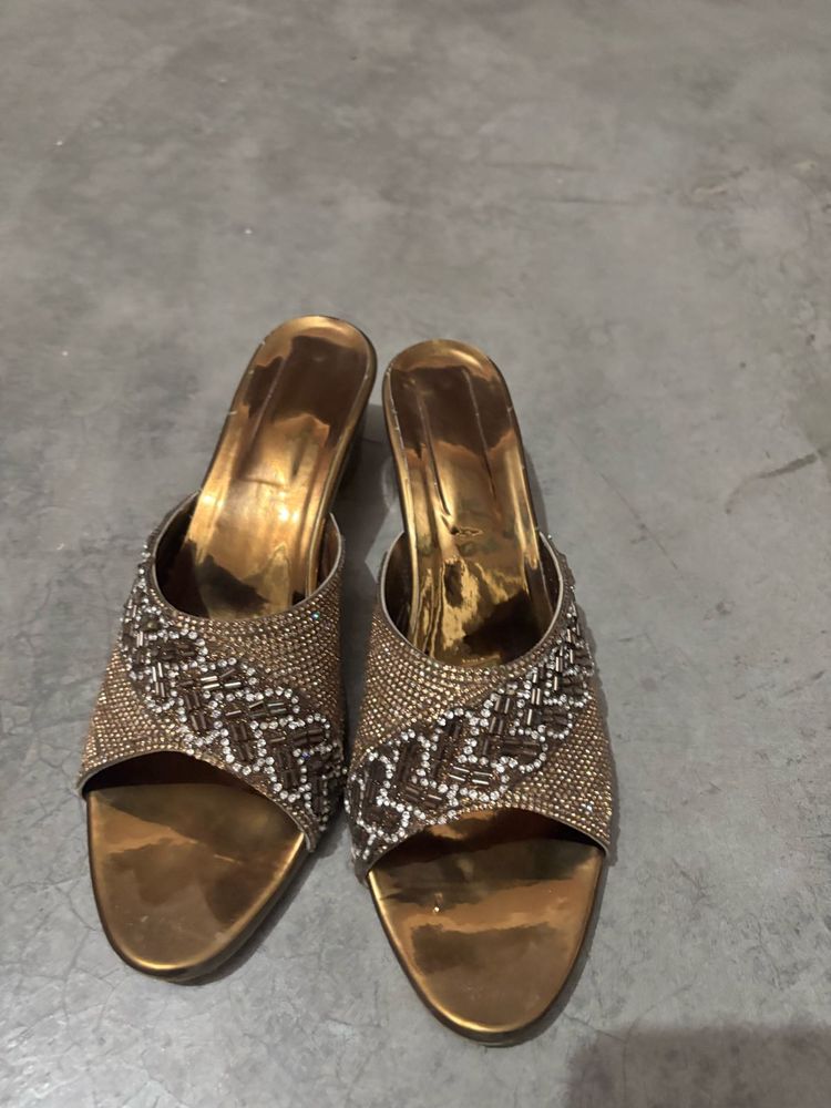 Golden Beaded sandle
