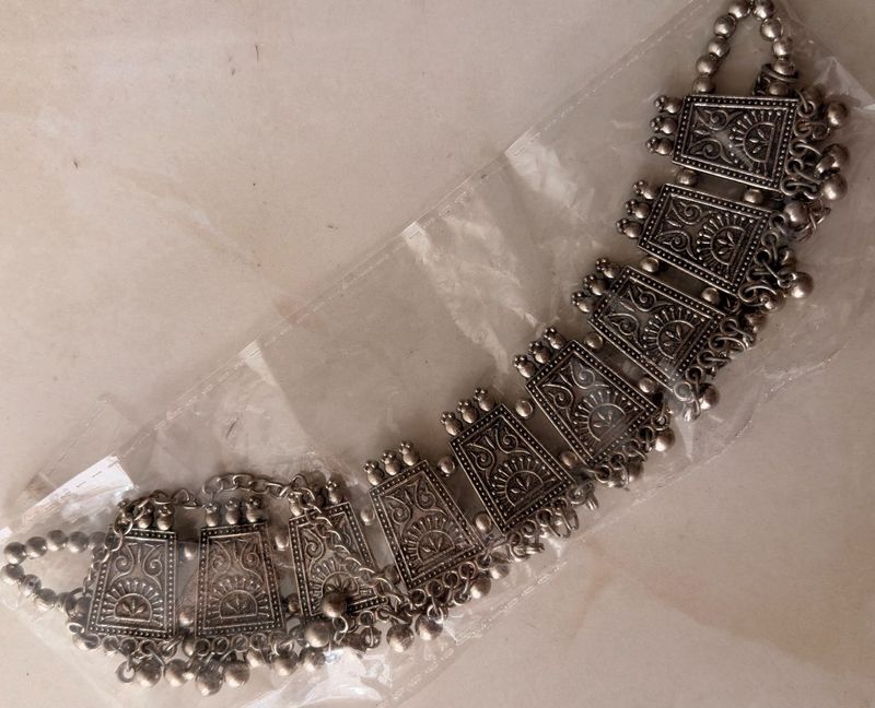 Oxidized Silver Ethnic Necklace