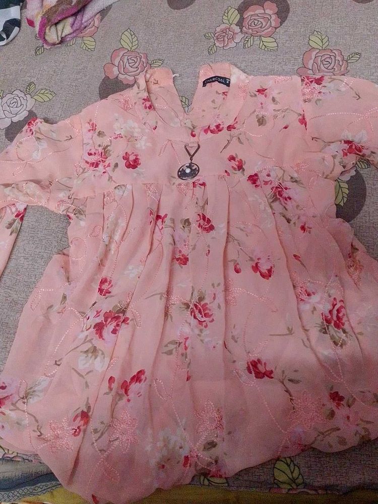 Pink Floral Kurta
