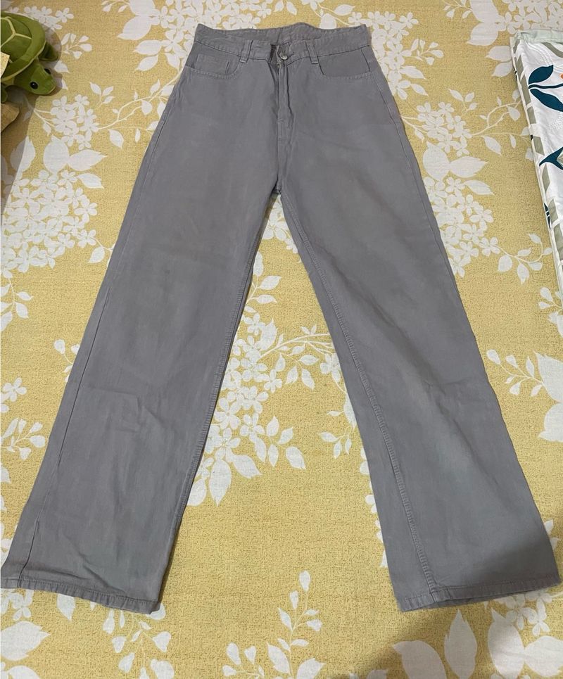 Grey Wide Leg Trousers
