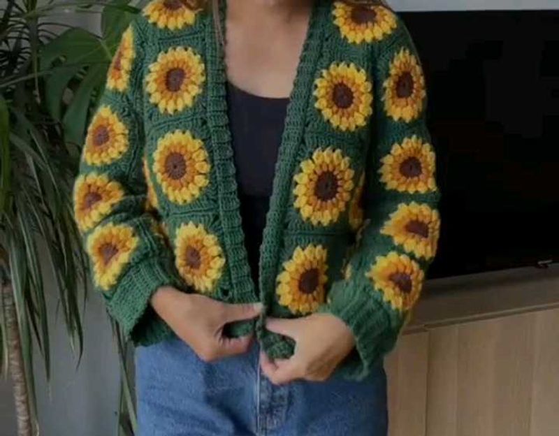 Handmade Sunflower Cardigan