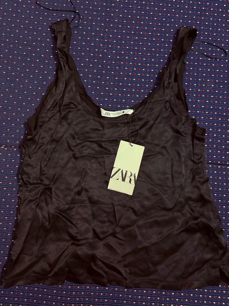 Zara Black satin Camisole Top